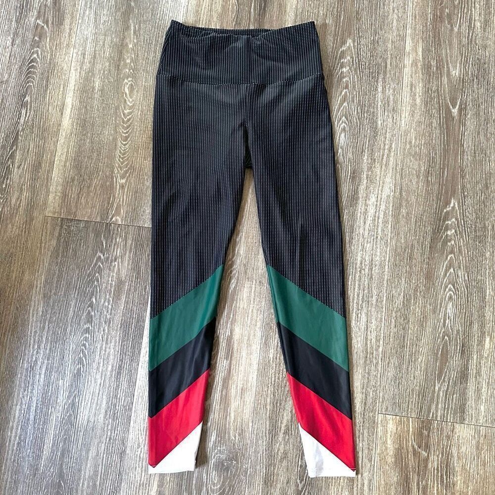 Goldsheep black and white polka dot green red striped  leggings